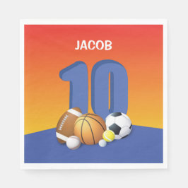 Junge 10. Geburtstag Sportbälle Serviette