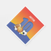 Junge 10. Geburtstag Sportbälle Serviette (Ecke)