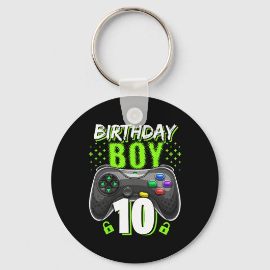 Junge 10 Video Game Controller Gamer 10. Geburtsta Schlüsselanhänger (Vorderseite)