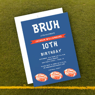Junge 10th Birthday Invitation, moderne Slang bruh Einladung