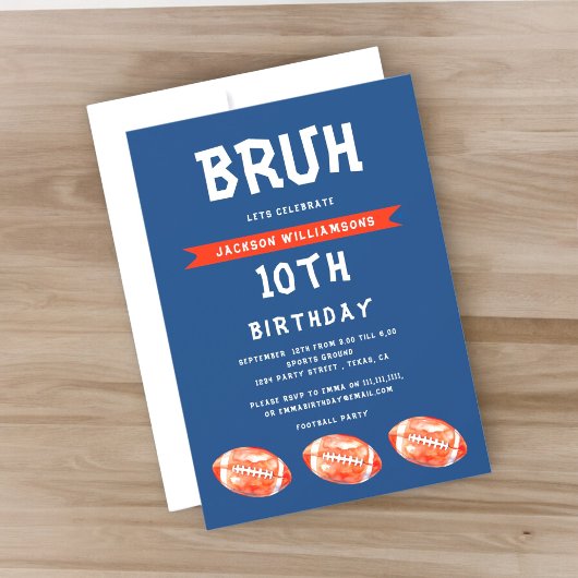 Junge 10th Birthday Invitation, moderne Slang bruh Einladung