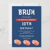 Junge 10th Birthday Invitation, moderne Slang bruh Einladung (Vorderseite)