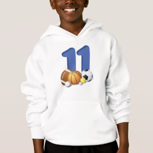 Junge 11. Geburtstag Sportbälle Hoodie