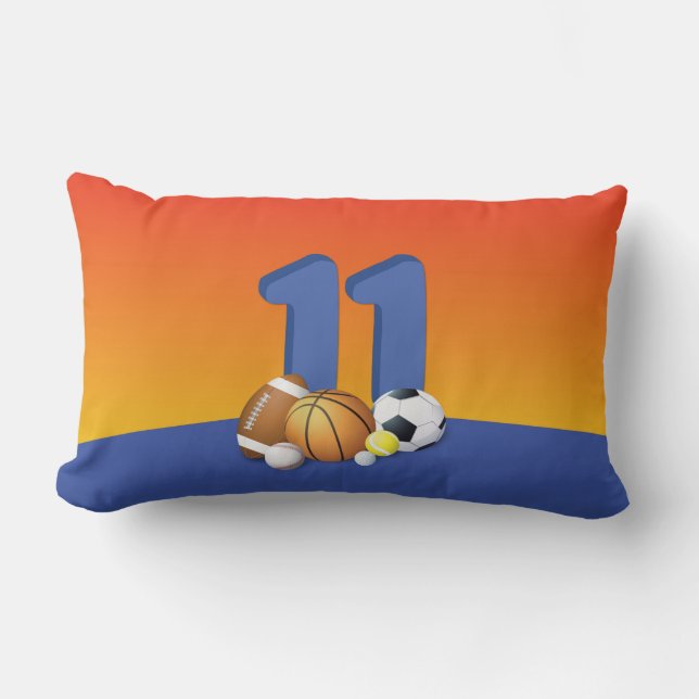 Junge 11. Geburtstag Sportbälle Lendenkissen (Vorderseite)