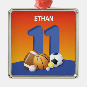 Junge 11. Geburtstag Sportbälle Ornament Aus Metall
