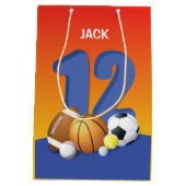 Junge 12. Geburtstag Sportbälle Mittlere Geschenktüte (Rückseite)