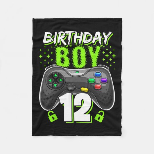 Junge 12 Video Game Controller Gamer 12. Geburtsta Fleecedecke (Vorderseite)