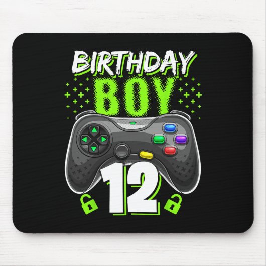 Junge 12 Videospiel-Controller Gamer 12. Geburtsta Mousepad (Vorne)