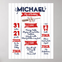 Junge 1. Baseball Geburtstag Milstone Poster