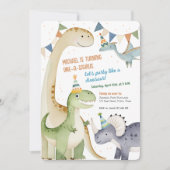 Junge 1. Dinomite Party Niedlich One-A-Saurus Einladung (Vorderseite)