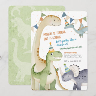 Junge 1. Dinomite Party Niedlich One-A-Saurus Einladung
