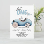 Junge 1. Fast 1 Geburtstag Einladung (Stehend Vorderseite)