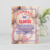 Junge 1. Geburtstag Baseball Dankeskarte (Stehend Vorderseite)