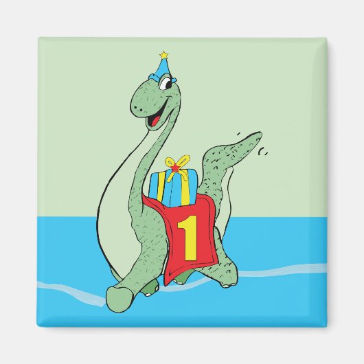 Junge, 1. Geburtstag Dinosaurier Magnet (Vorne)
