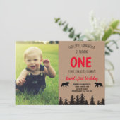 Junge 1. Geburtstag Foto Einladung Lumberjack (Stehend Vorderseite)