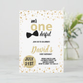 Junge 1. Geburtstag Herr Onederful First Birthday  Einladung (Stehend Vorderseite)