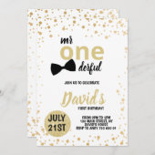 Junge 1. Geburtstag Herr Onederful First Birthday  Einladung (Vorne/Hinten)
