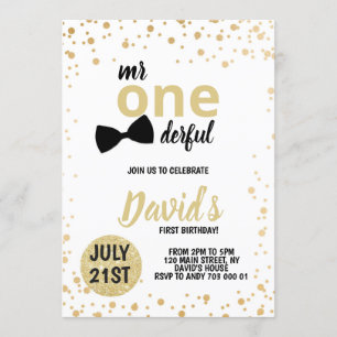 Junge 1. Geburtstag Herr Onederful First Birthday  Einladung