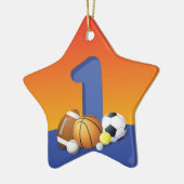 Junge 1. Geburtstag Sportbälle Keramik Ornament (Links)