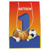 Junge 1. Geburtstag Sportbälle Mittlere Geschenktüte (Vorderseite)