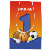 Junge 1. Geburtstag Sportbälle Mittlere Geschenktüte (Rückseite)