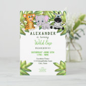 Junge 1. Geburtstag Wild One Jungle Safari Einladung (Stehend Vorderseite)