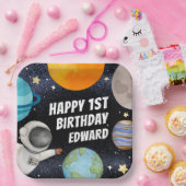 Junge 1. Happy Birthday Planets Space Pappteller (Party)