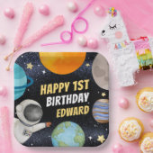 Junge 1. Happy Birthday Planets Space Pappteller (Party)