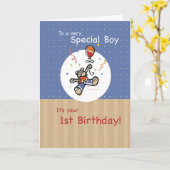 Junge 1. Teddy Bear Balloon Geburtstag Karte (Gelbe Blume)