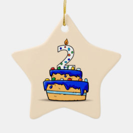 Junge 2. Geburtstag, 2. auf Sweet Blue Cake Keramik Ornament