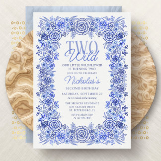Junge 2. Geburtstag 2 Wild Floral Einladung