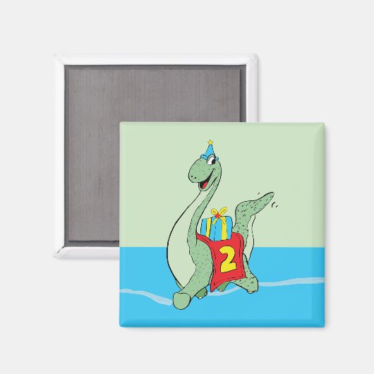 Junge, 2. Geburtstag Dinosaurier Magnet (Vorderseite/Rückseite)