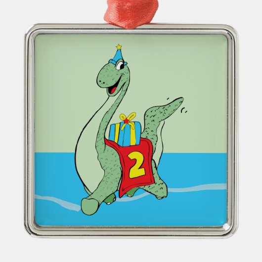 Junge, 2. Geburtstag Dinosaurier Ornament Aus Metall (Vorne)