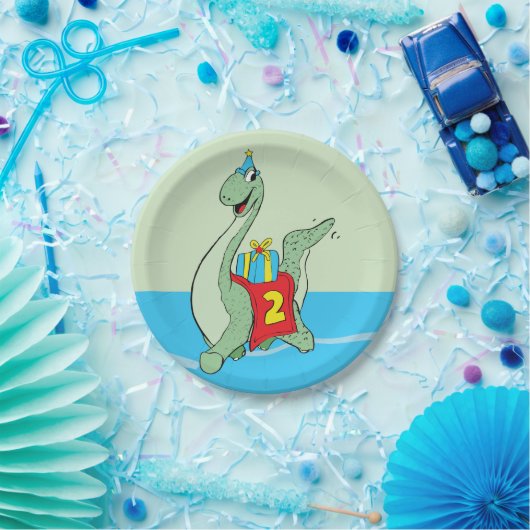 Junge, 2. Geburtstag Dinosaurier Pappteller (Party)