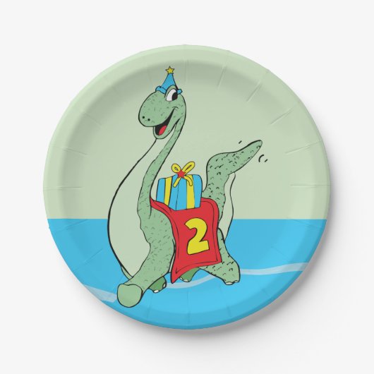 Junge, 2. Geburtstag Dinosaurier Pappteller (Vorderseite)