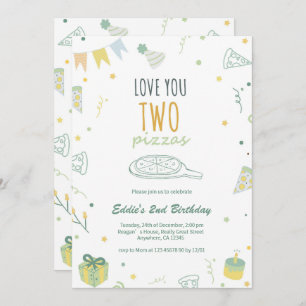 Junge 2. Geburtstag Pizza Party Einladung Blue