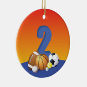 Junge 2. Geburtstag Sportbälle Keramik Ornament (Rechts)