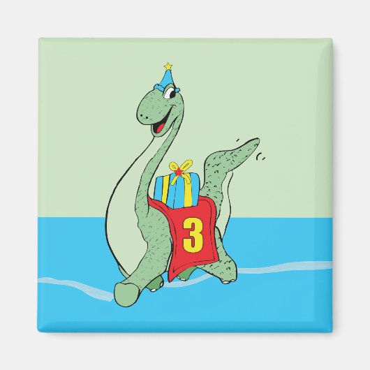 Junge, 3. Geburtstag Dinosaurier Magnet (Vorne)