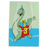 Junge, 3. Geburtstag Dinosaurier Mittlere Geschenktüte (Rückseite)
