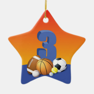 Junge 3. Geburtstag Sportbälle Keramik Ornament