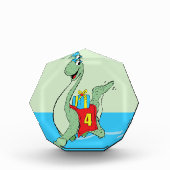 Junge, 4. Geburtstag Dinosaurier Fotoblock (Vorderseite)