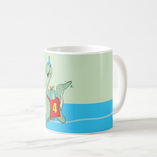 Junge, 4. Geburtstag Dinosaurier Kaffeetasse (VorderseiteRechts)