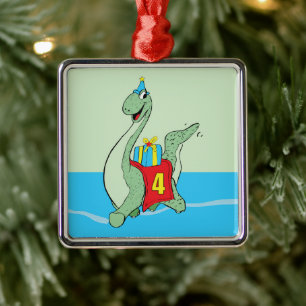 Junge, 4. Geburtstag Dinosaurier Ornament Aus Metall