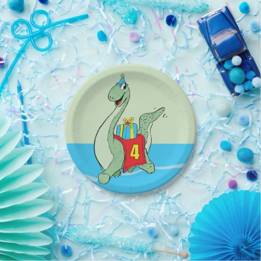 Junge, 4. Geburtstag Dinosaurier Pappteller (Party)
