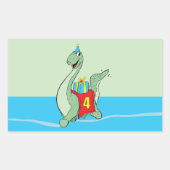 Junge, 4. Geburtstag Dinosaurier Rechteckiger Aufkleber (Vorderseite)