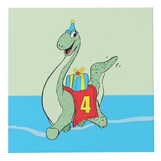 Junge, 4. Geburtstag Dinosaurier Würfel (Vorderseite)