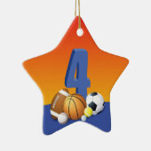 Junge 4. Geburtstag Sportbälle Keramik Ornament (Rechts)