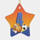Junge 4. Geburtstag Sportbälle Keramik Ornament (Links)