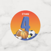 Junge 4. Geburtstag Sportbälle Konfetti (Klein Vorderseite)