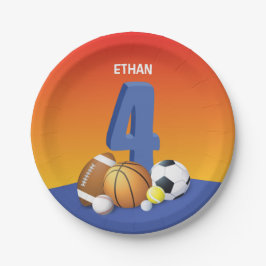 Junge 4. Geburtstag Sportbälle Pappteller